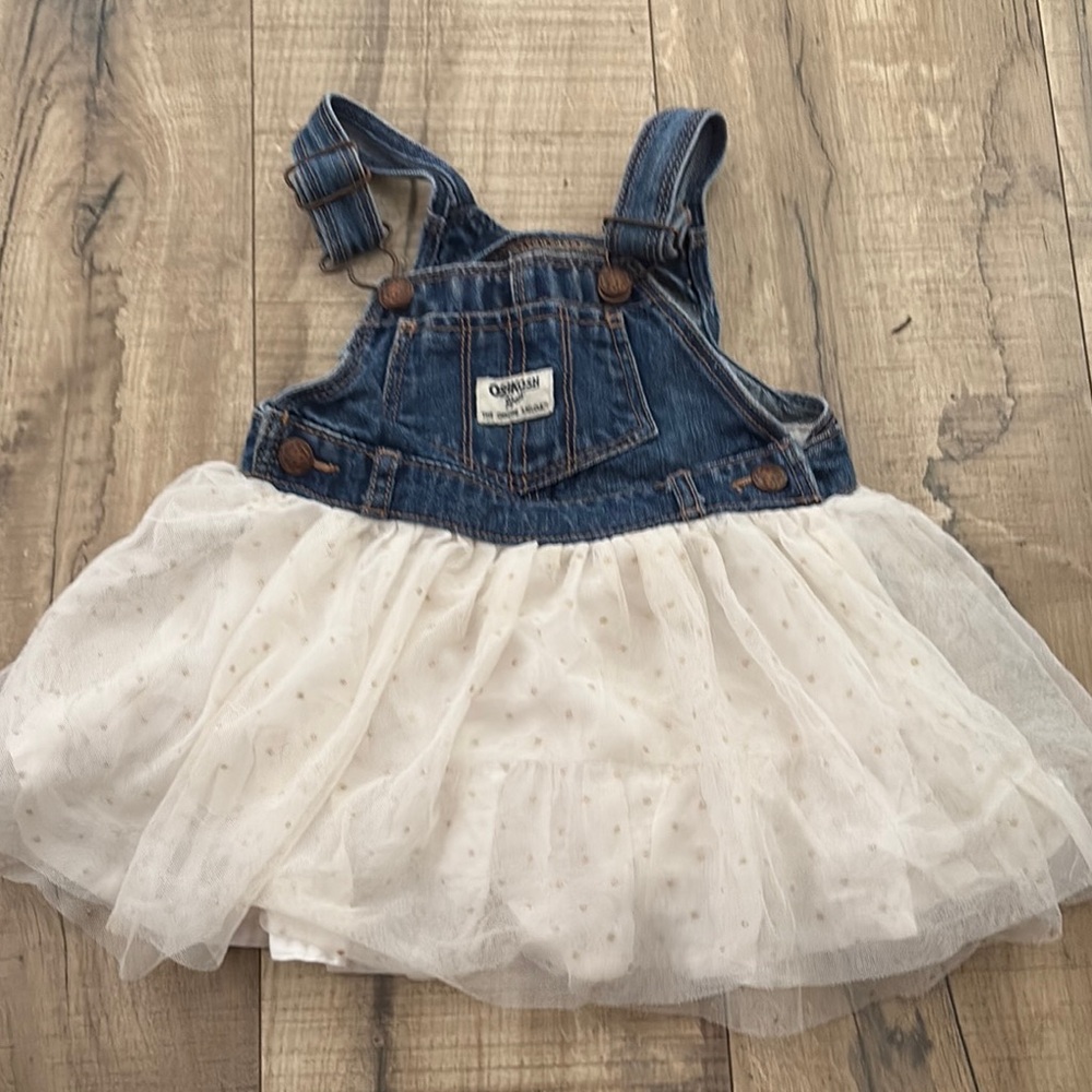 OshKosh B'gosh Blue Denim Dress with Cream Tulle 18 month